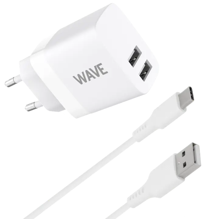 Laadija 2xusb+usb type-c kaabel 15w) 1 m, valge