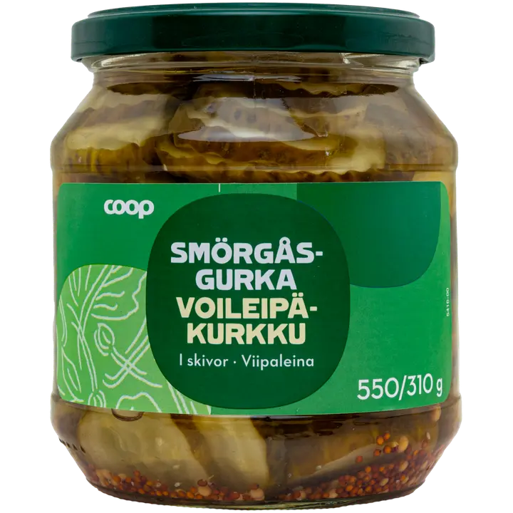 Coop voileipäkurkku viipaleina 550/310 g