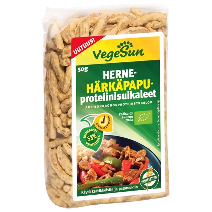 VegeSun 50g Herne-Härkäpapuproteiinisuikaleet