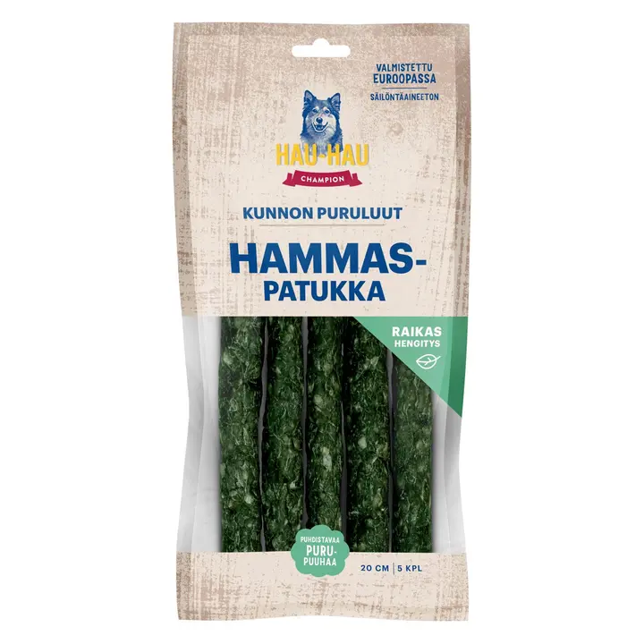 Hau-Hau Champion Kunnon puruluut Hammaspatukka 20 cm, 5 kpl, 230 g