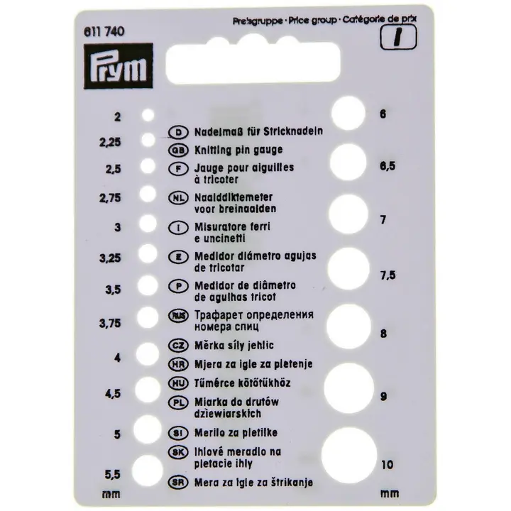 Prym puikkomittari neulepuikoille