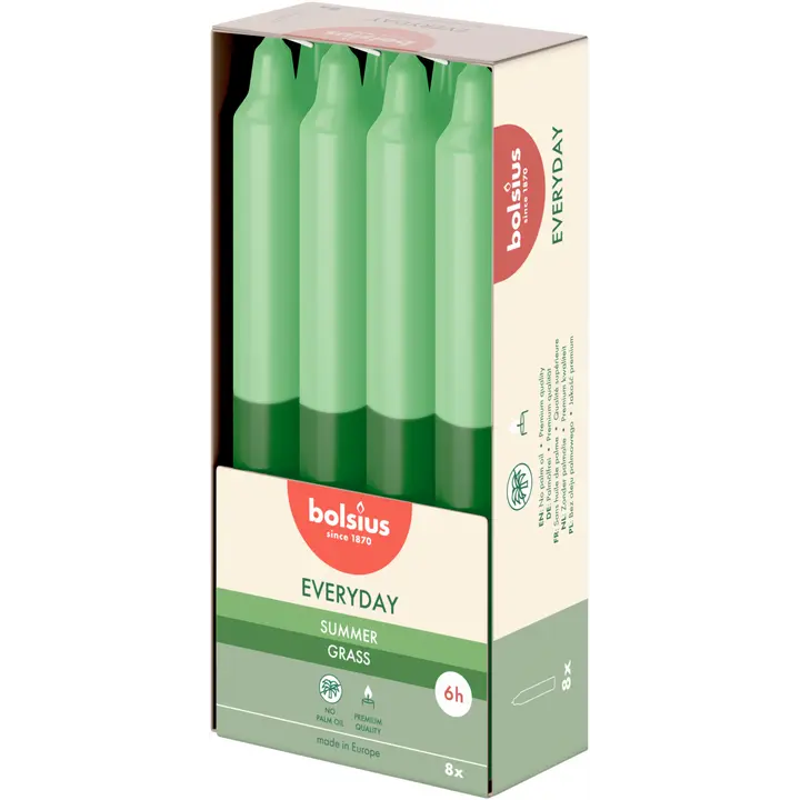 Bolsius – Everyday – tuoksullinen illalliskynttilä – Summer Grass – vihreä