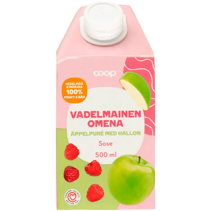 Coop vadelmainen omenasose 500 ml
