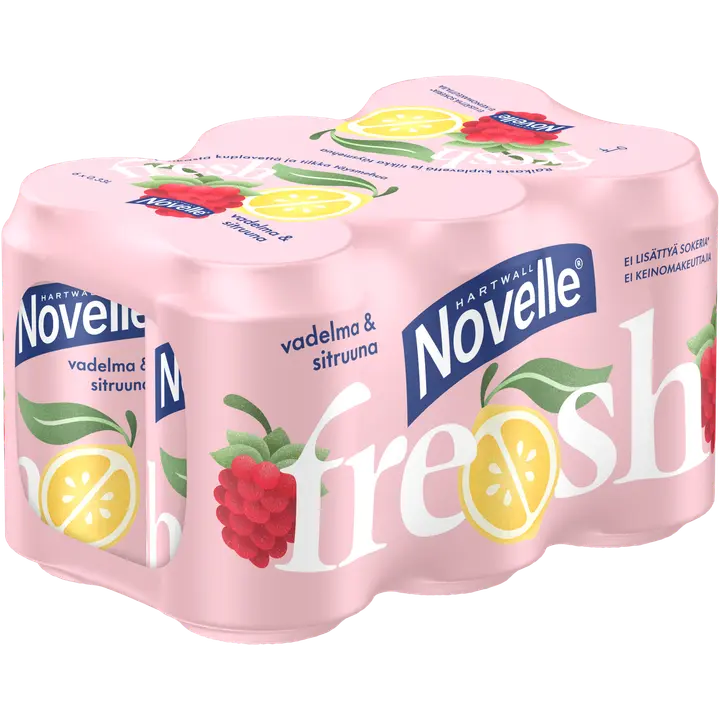 6 x Hartwall Novelle Fresh Vadelma-Sitruuna kivennäisvesi 0,33 l