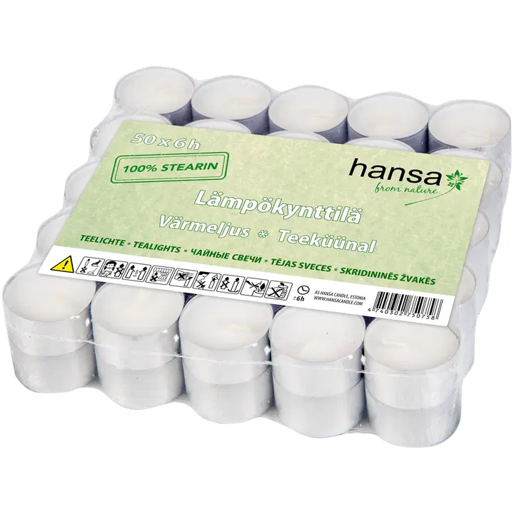 Hansa Candle steariinilämpökynttilä 6h 50kpl