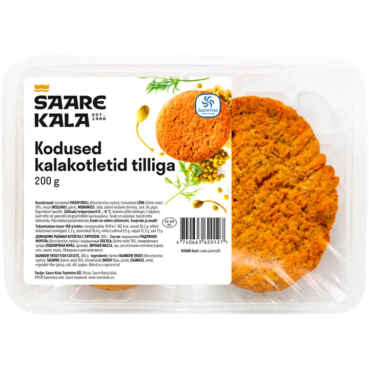 Saare Kala Kodused Kalakotletid Tilliga 200 G