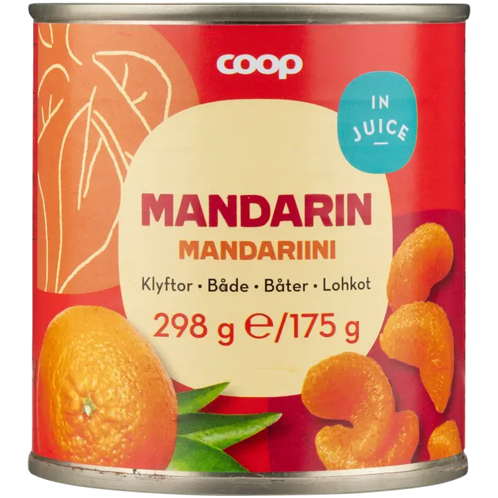 Coop mandariinilohkot mehussa 298/175 g