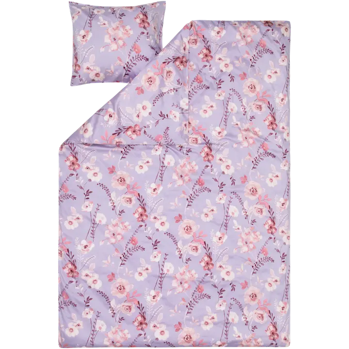 Voodipesukomplekt satiin 150x210/50x60 Lilled