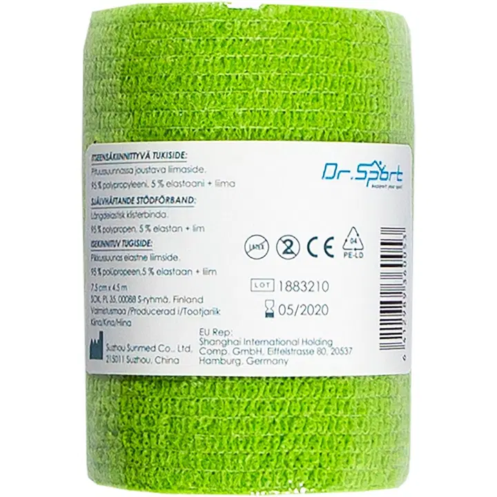 Dr. Sport itsekiinnittyvä tukiside 7,5cm x 4,5m vihreä