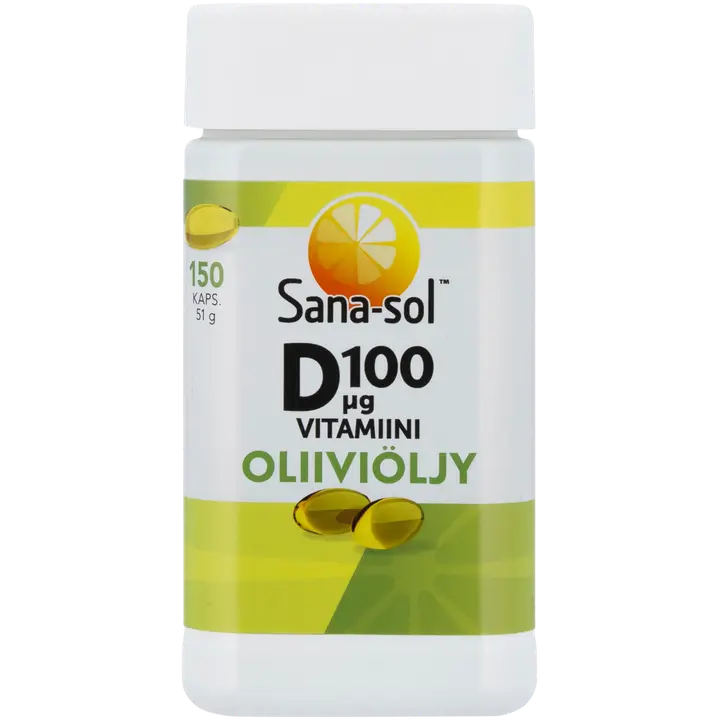 Sana-sol D-vitamiini 100µg Oliiviöljy kapseli 150kaps/51g