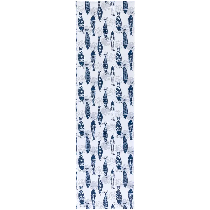 House kaitaliina Fishes 33x120cm sininen/valkoinen