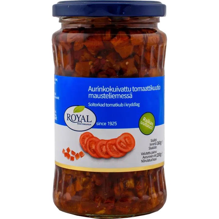 Royal aurinkokuivattu tomaattikuutio mausteliemessä 360/200g