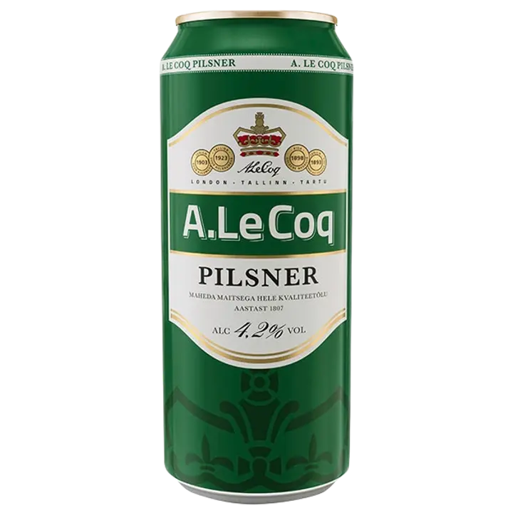 A. Le Coq Pilsner õlu 4,2%vol 500ml