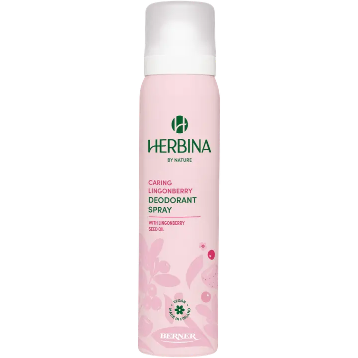 Herbina 100ml suihkedeodorantti Caring Lingonberry