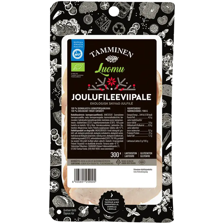 Tamminen luomuporsaan joulufileeviipale kypsä 300g