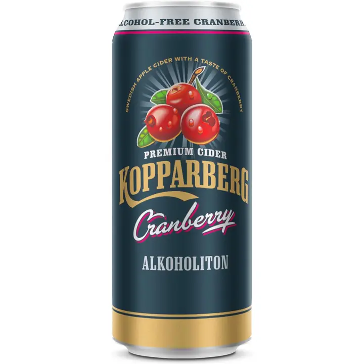 Kopparberg Karpalo 0%, Karpalon makuinen alkoholiton omenasiideri tölkki 50cl