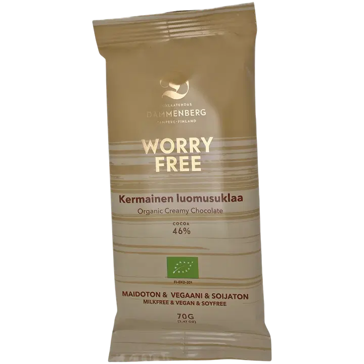 Dammenberg Luomu, 46 % maidoton, soijaton creamy suklaalevy 70g