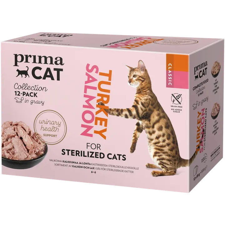 PrimaCat Classic Kastikelajitelma monipakkaus steriloiduille kissoille 12 x 85 g