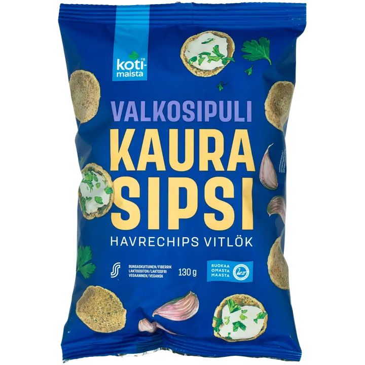 Kotimaista Kaurasipsi Valkosipuli 130g
