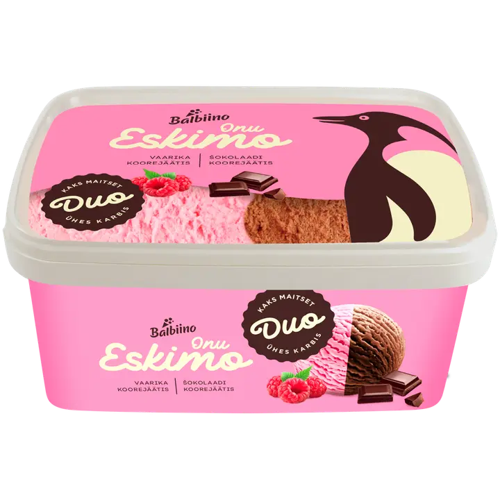 ONU ESKIMO Vaarika- ja šokolaadi-koorejäätis 680g 1,4 L