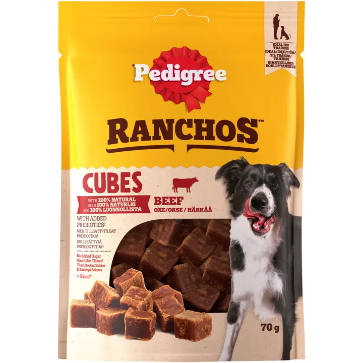 Pedigree Ranchos Cubes Härkää koiranherkku 70g