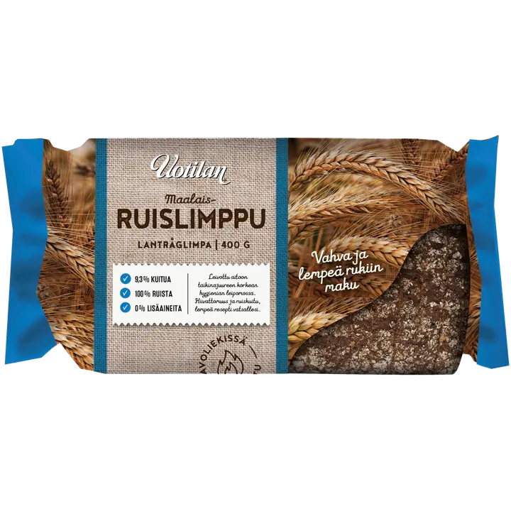 Uotilan Aito Pälkäneen Maalaisruislimppu 400g, leivinhiivaton limppu