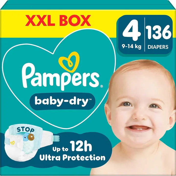 Pampers BabyDry S4 9-14kg 136st blöja