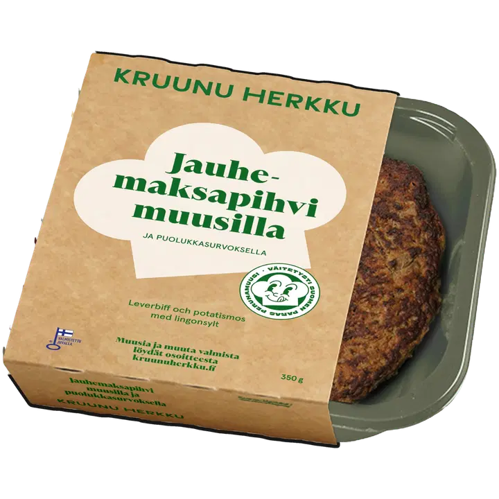 Kruunu Herkku Jauhemaksapihvi muusilla 350g