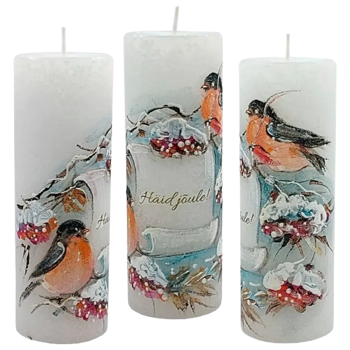 Käsitsi maalitud lauaküünal Võhma Häid Jõule