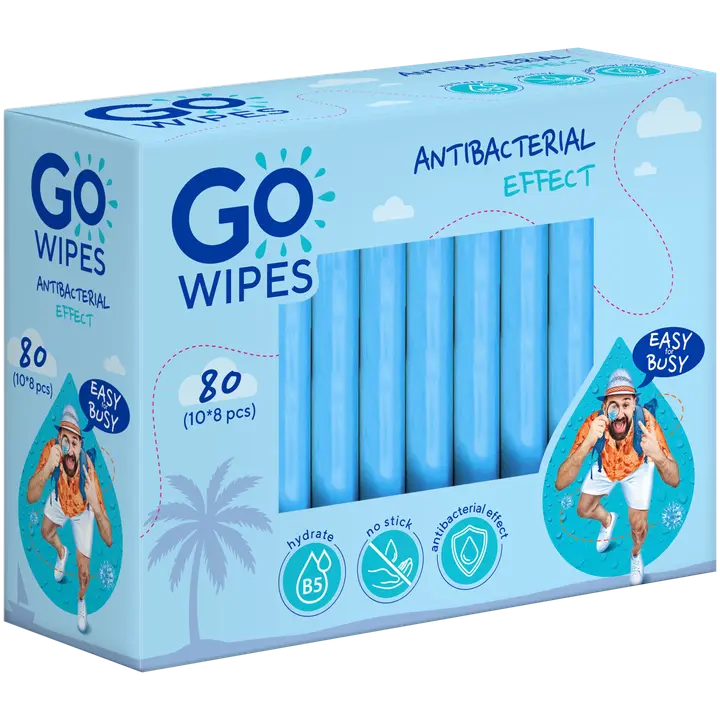 Niisked salvrätikud GoWipes antibakteriaalsed D-pantenooliga 10x8tk
