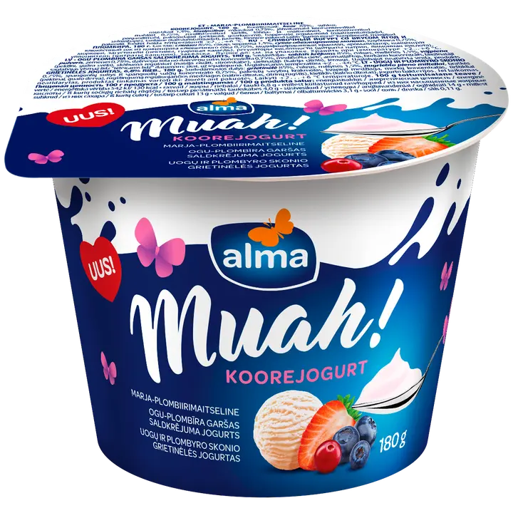 Alma Muah marja-plombiirimaitseline koorejogurt, 180g