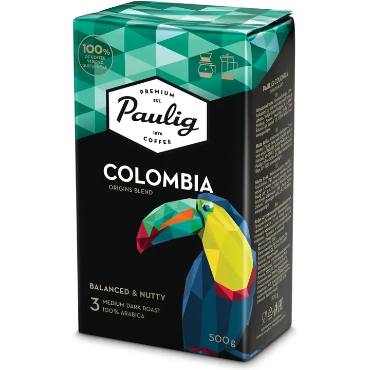 Filtri- ja presskannukohv Columbia Origins Blend 500 g