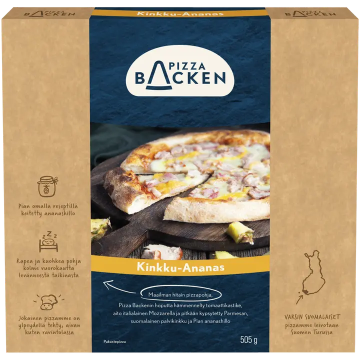 Pizza Backen Kinkku-Ananas 505g pakastepizza