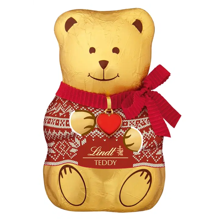 Lindt Guldnalle Jul röd och blå mjölkchoklad figur 200g