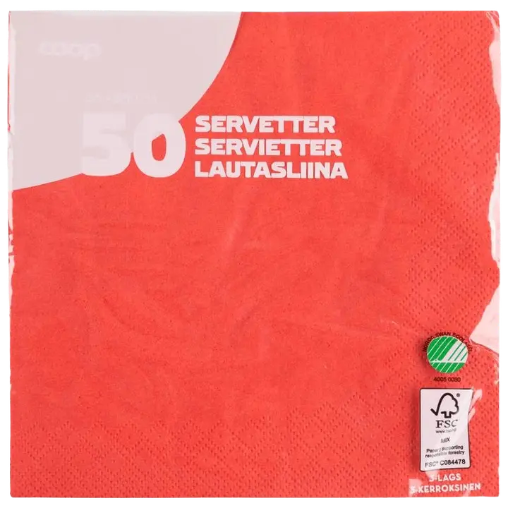 Coop lautasliina punainen 33x33cm 50kpl