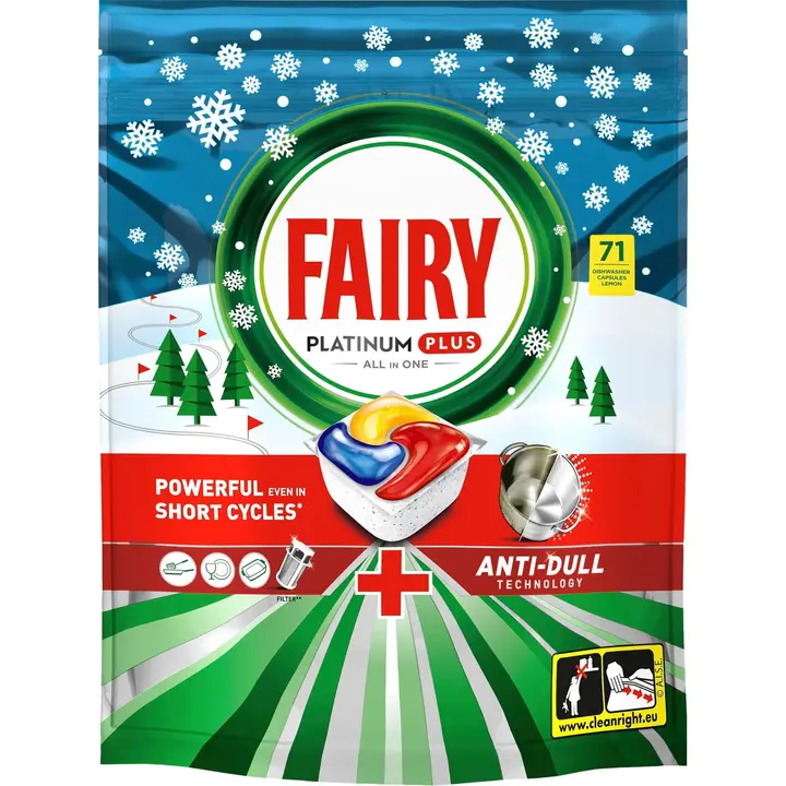Fairy platinum nõudepesutabletid Lemon Winter 71tk