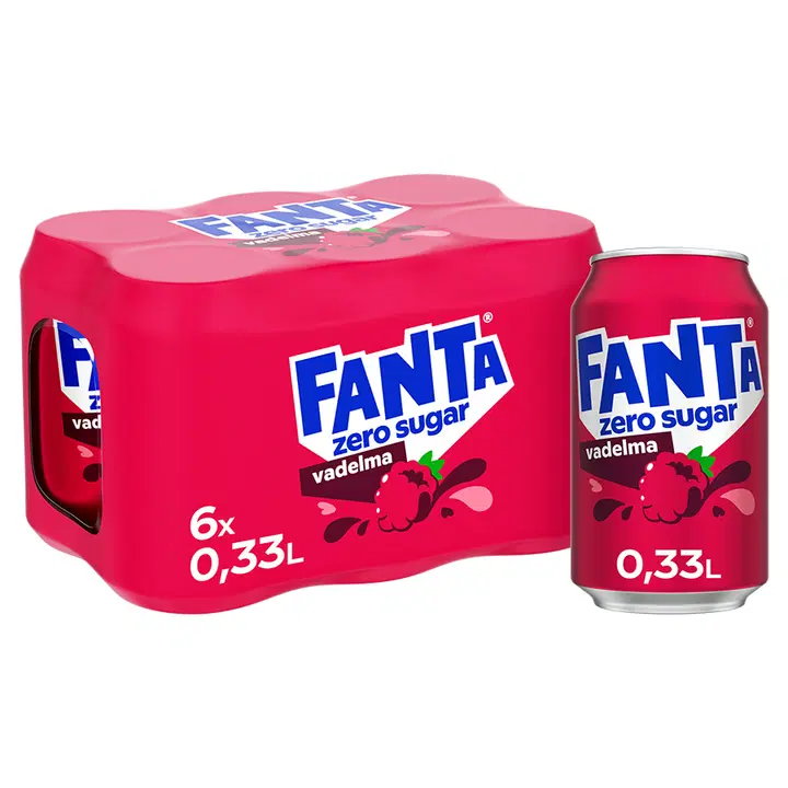 6-pack Fanta Vadelma Zero virvoitusjuoma tölkki 0,33 L