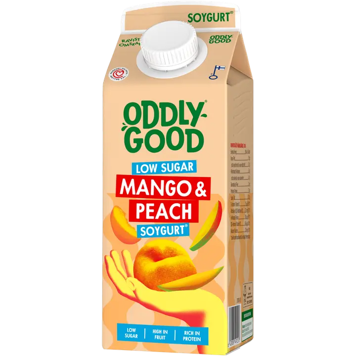 Oddlygood® vähäsokerinen Soygurt 750 g mango & persikka