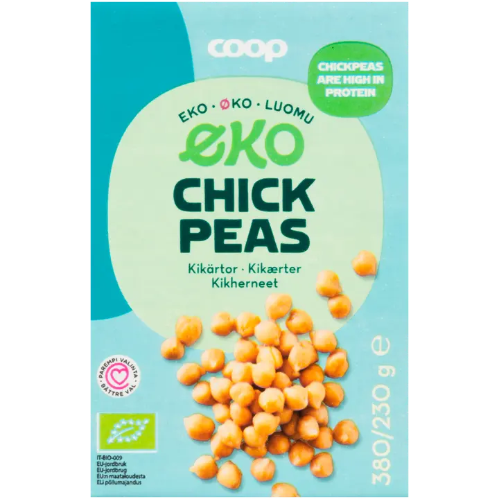 Coop kikherneet suolaliemessä luomu 380/230 g