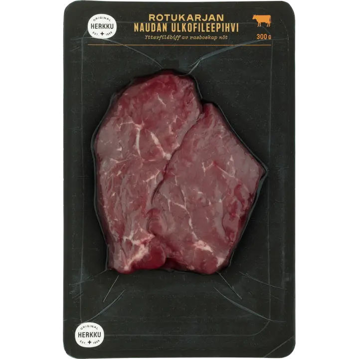 Herkku rotukarjan ulkofileepihvi 2 kpl 300 g