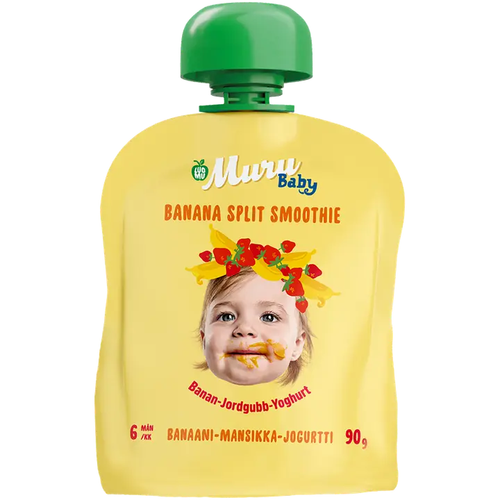 Muru Baby Banana Split Smoothie 6 kk Luomu Banaani-Mansikka-Jogurtti 90 g