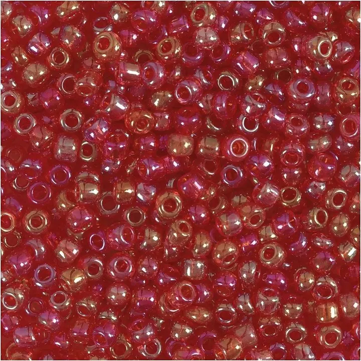 Rocaille-siemenhelmet, punainen, halk. 3 mm, koko 8/0 , aukon koko 0,6-1,0 mm, 25 g/ 1 pkk