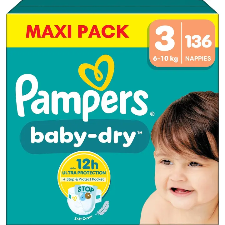 PAMPERS BABY DRY teip3 6-10KG MAXI 136tk