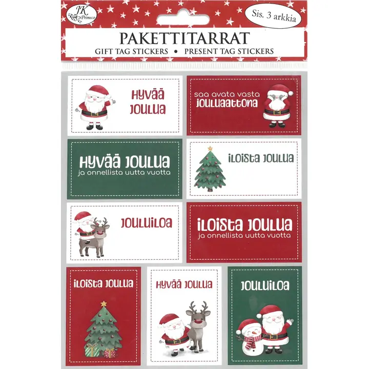 J.K. Primeco Pakettitarra kapea Iloiset jouluhahmot 3ark