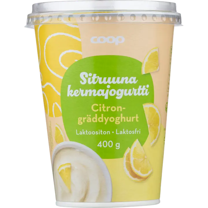 Coop sitruuna-kermajogurtti laktoositon 400 g