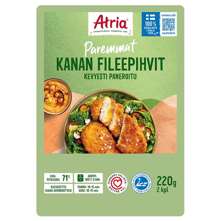 Atria kevyesti paneroidut kanan fileepihvit 220g