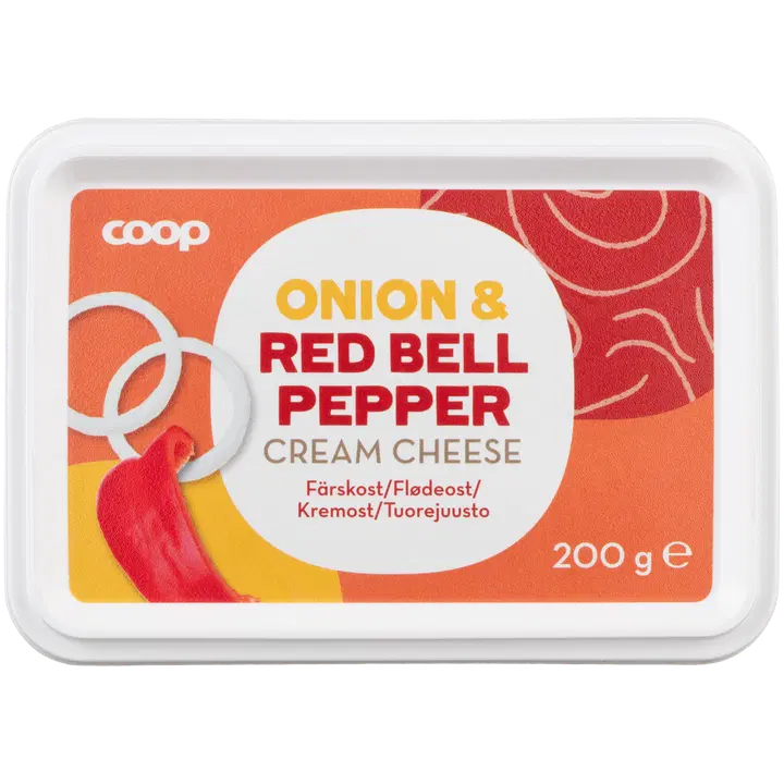 Coop tuorejuusto paprika ja sipuli 16 % 200 g