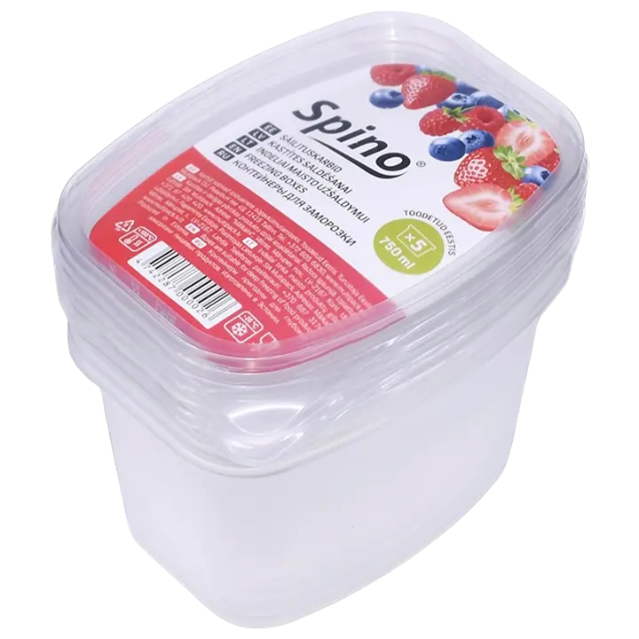 Spino säilituskarbid 750ml läbipaistev karp+kaas pakis 5+5tk