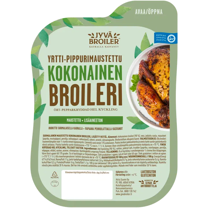 Jyväbroiler yrtti-pippurimaustettu kokonainen broileri n1,4kg