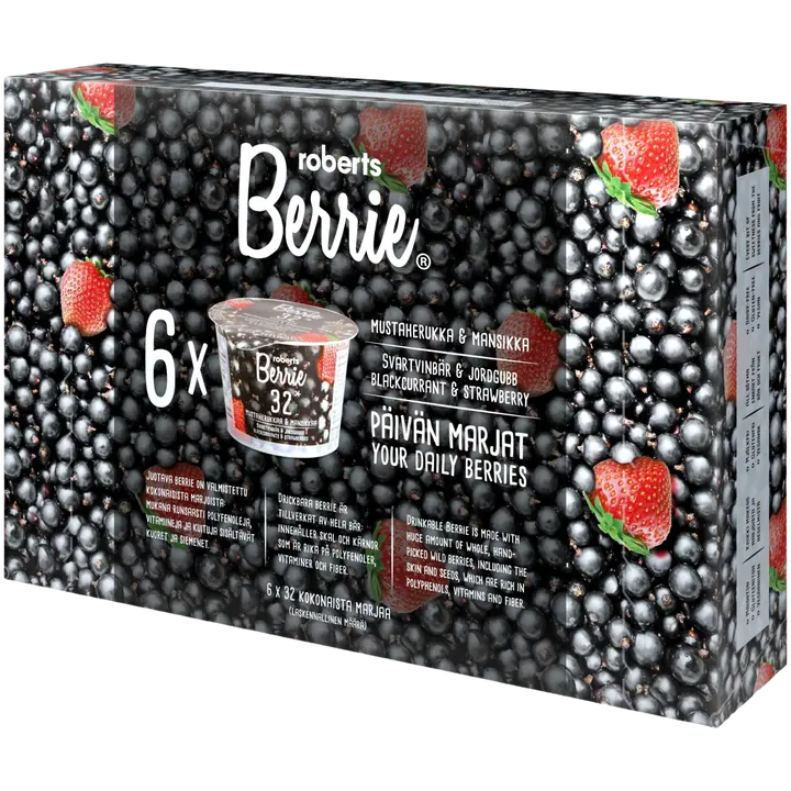 6 x Roberts Berrie mustaherukka-mansikka 100 ml